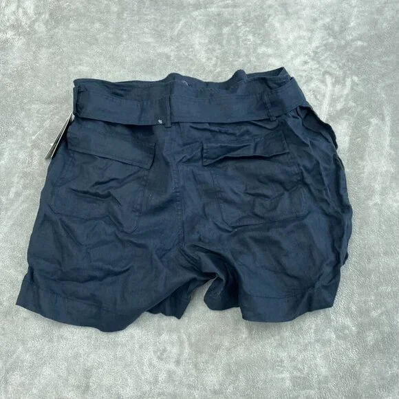 Lauren Ralph Lauren Womens Linen Shorts Size 18 Navy Belt & Pockets NWT 3795 - Picture 2 of 8